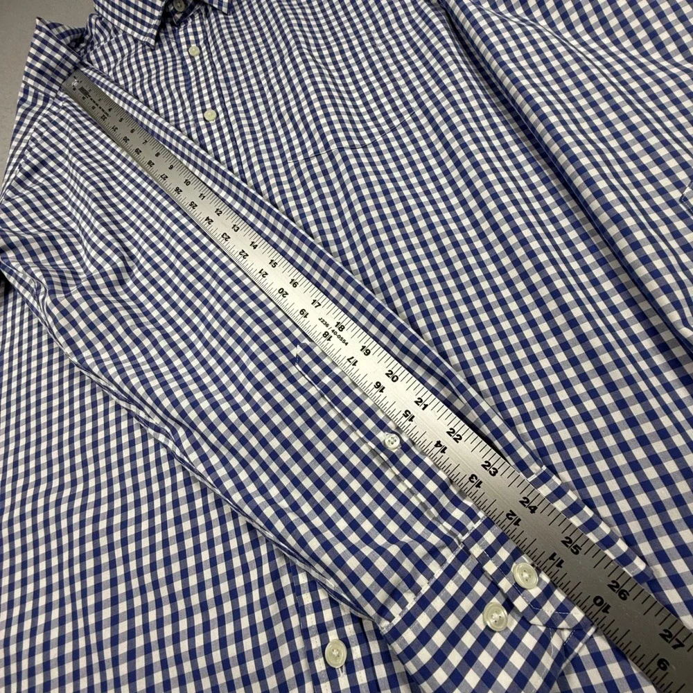 Banana Republic Mens XL Blue White Gingham Non-Iron Slim Fit Button Down Shirt